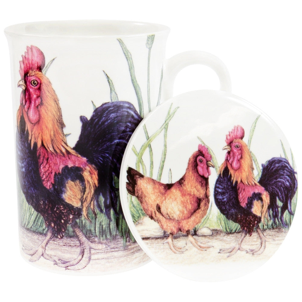 Roosters Strutting In Yard Mug & Coaster Set Coffee Mugs Animalworld   