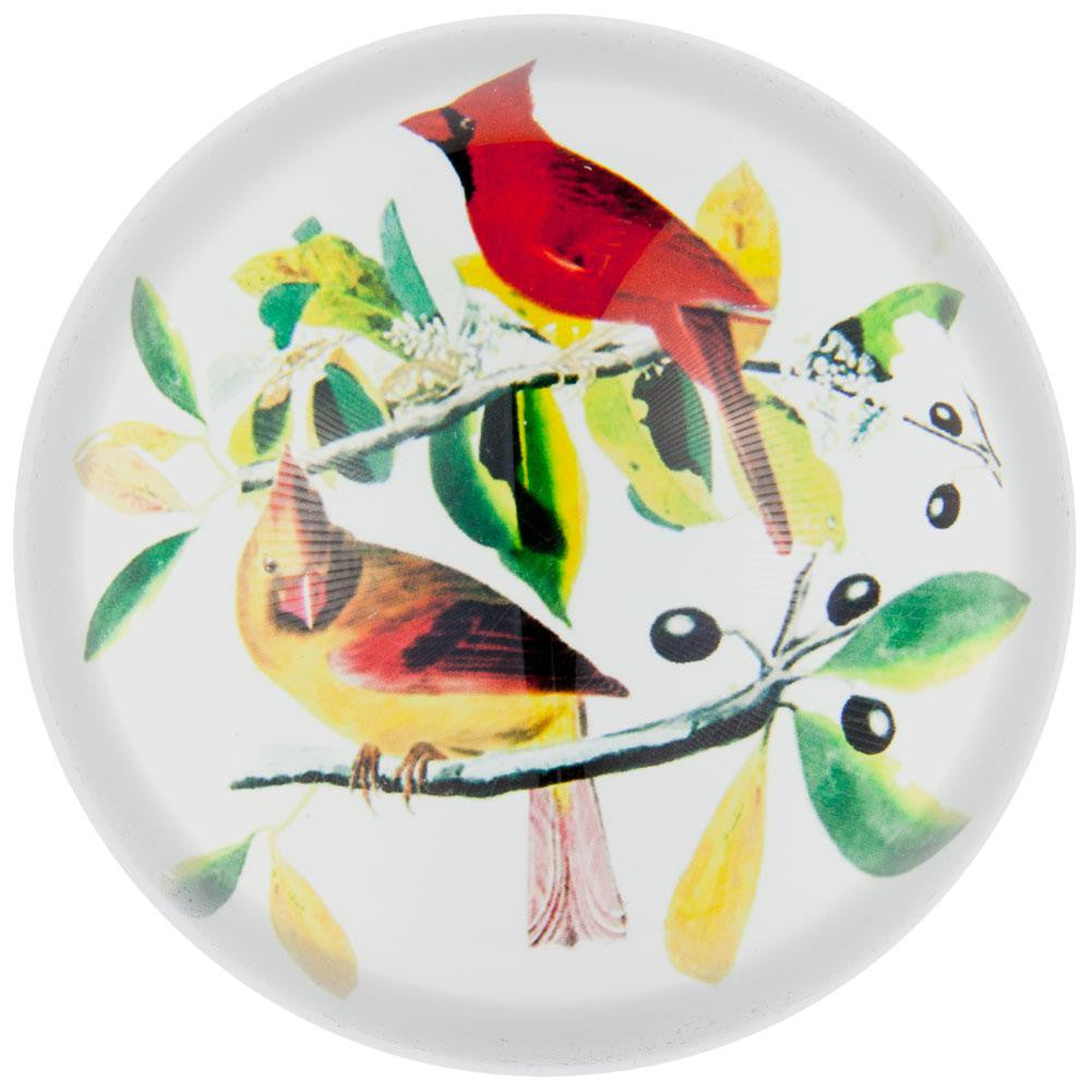 Cardinals In a Tree Glass Paperweight Paperweights AnimalWorld   