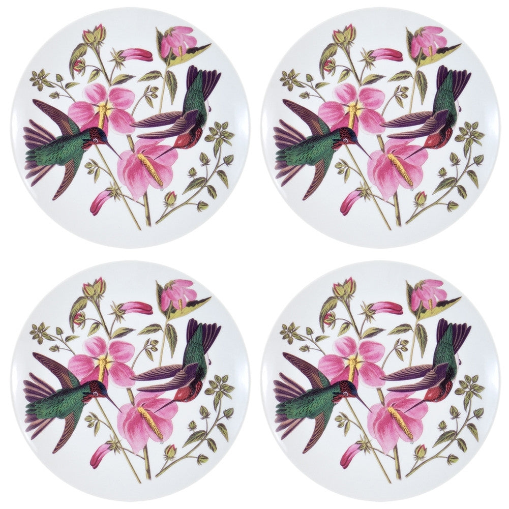 Colombian Hummingbirds In Flowers Set of Four Dessert Plates Dish Sets AnimalWorld   