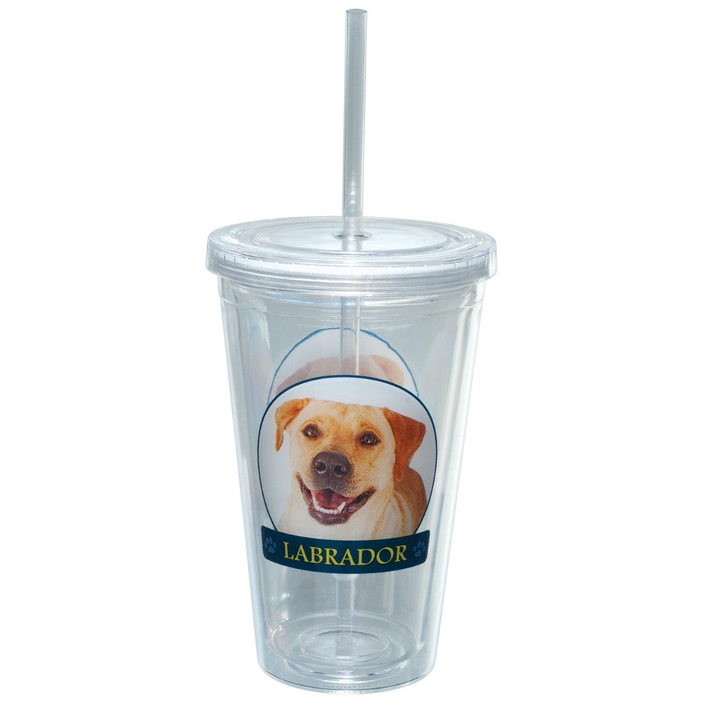 Labrador Retriever Portait Plastic Pint Cup With Straw Tumblers Animalworld   