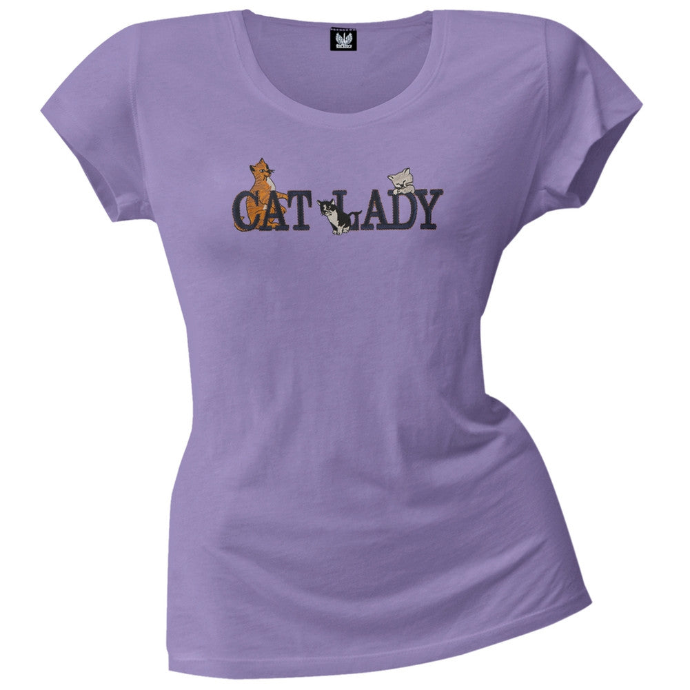 Cat Lady Embroidered Women's T-Shirt Women's T-Shirts Animalworld   