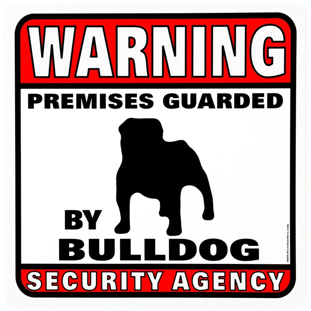 Bulldog Warning Premises Guarded Sign Signs AnimalWorld   