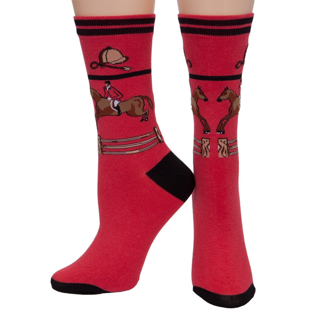 Horse Equestrian Red Women's Socks Socks Foot Traffic   