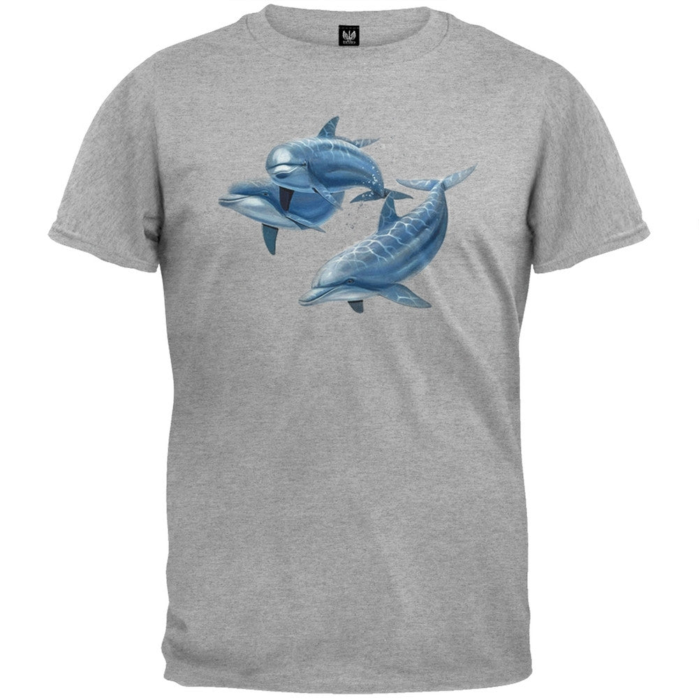 Three Dolphins Heather Gray T-Shirt Men's T-Shirts Old Glory   