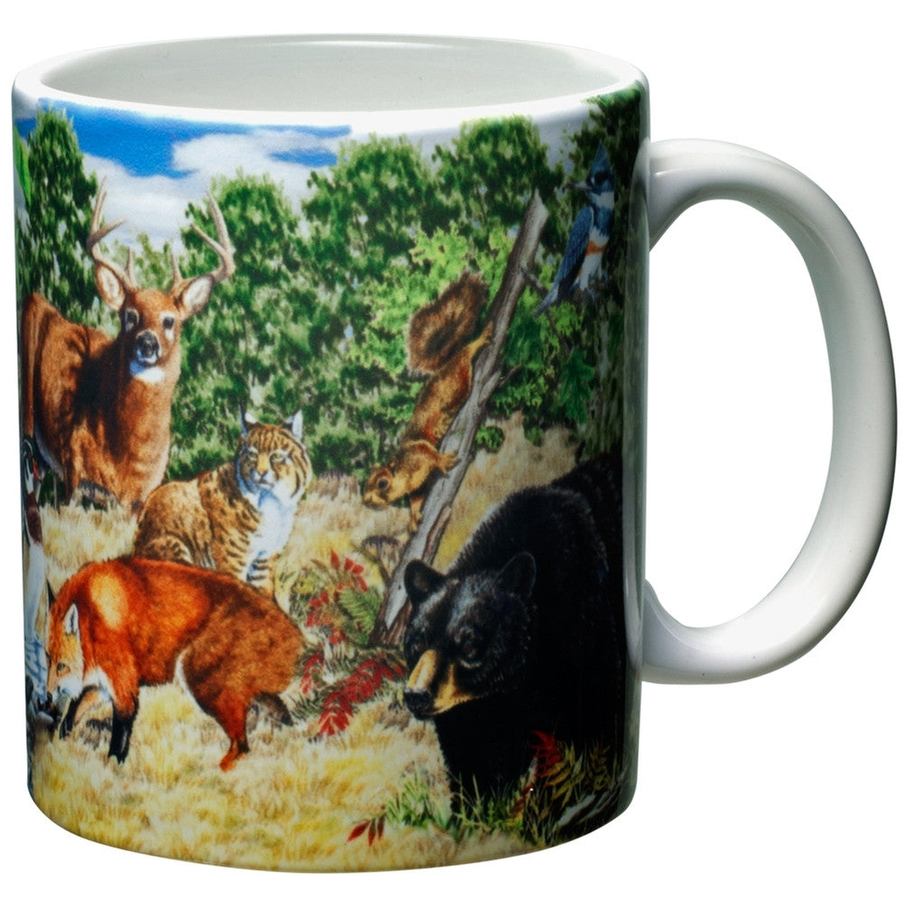 Woodlands Scene White Ceramic Mug Coffee Mugs Animalworld   