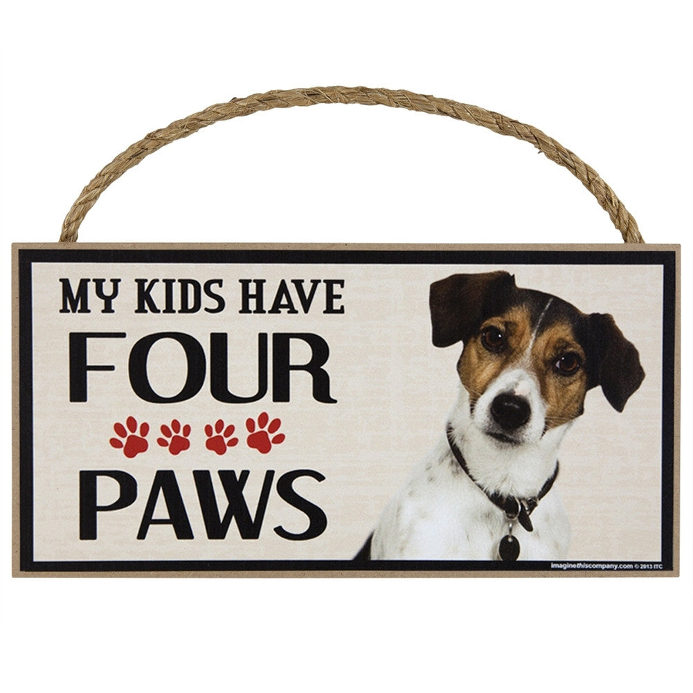 Jack Russell My Kids Have Four Paws Wood Sign Signs AnimalWorld   