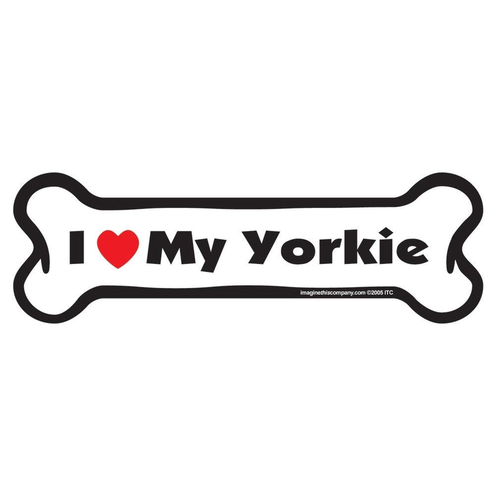 I Love My Yorkie Bone Car Magnet Auto Accessories AnimalWorld   