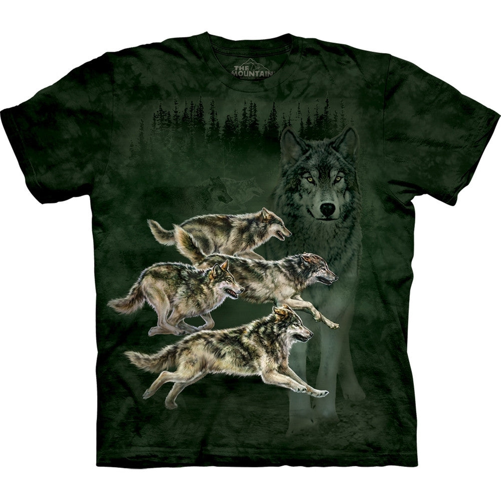 Wolves Running in Forest T-Shirt Men's T-Shirts Animalworld   