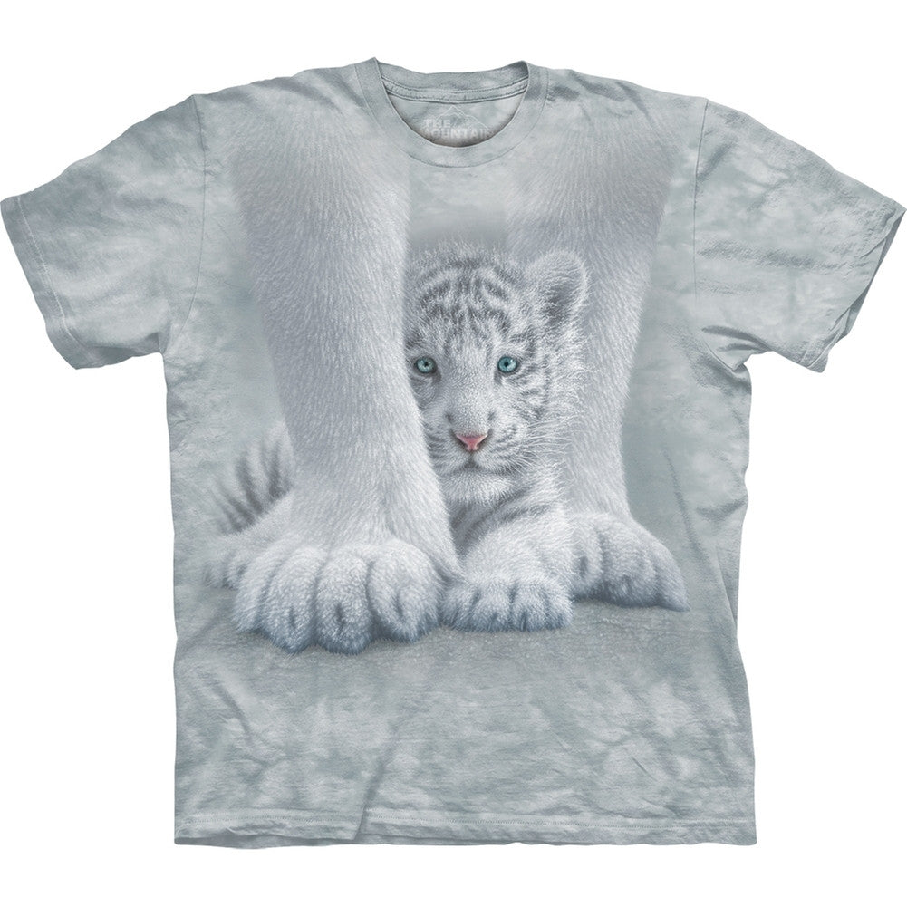 White Tiger Cub Sheltered T-Shirt Men's T-Shirts Animalworld SM Multi 