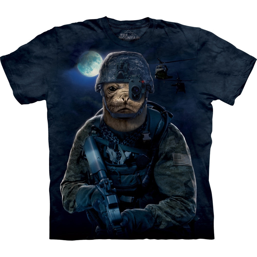 Seal in Combat Gear T-Shirt Men's T-Shirts Harbor Seal SM Dark Blue 