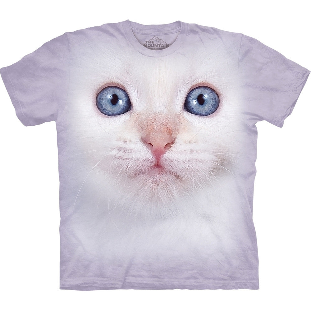 White Kitten Face T-Shirt Men's T-Shirts Domestic Cats MD White 