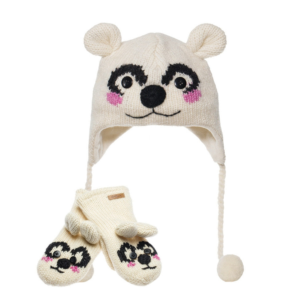 Babyhug Organic Cotton Woollen Knit Cap & Mittens Set with Bear Design & Applique Grey - Diameter 17 cm
