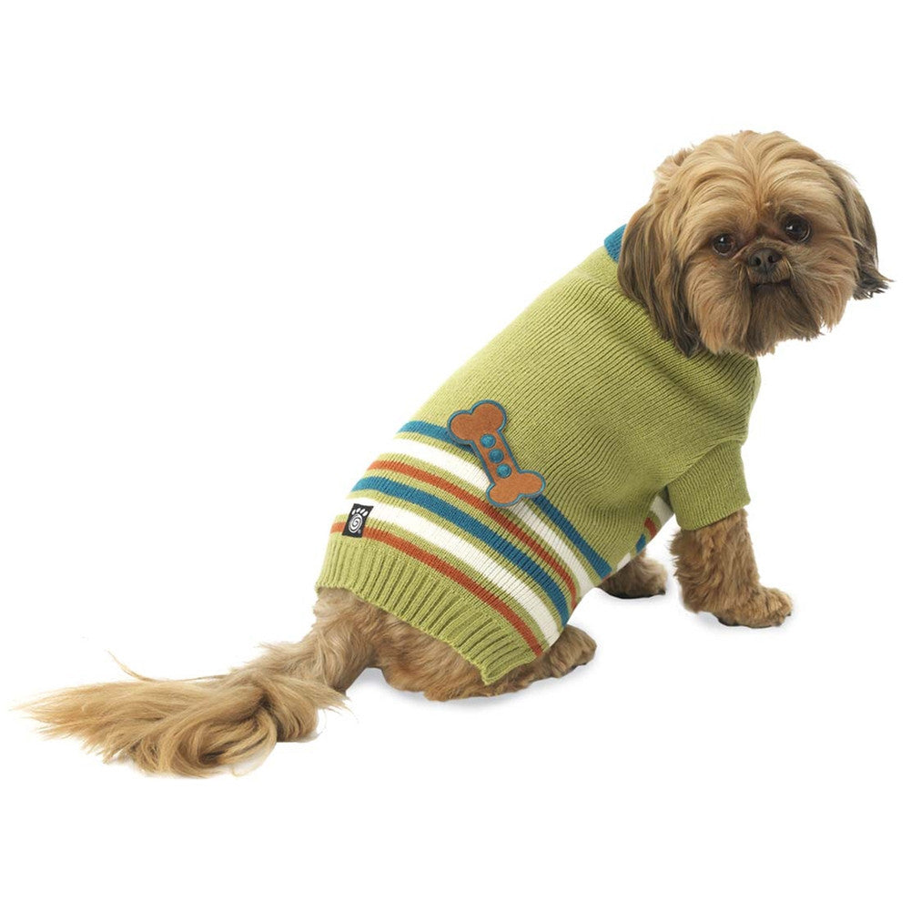 AJ's Bone Applique Green Dog Sweater Dog Clothing Petrageous Designs   