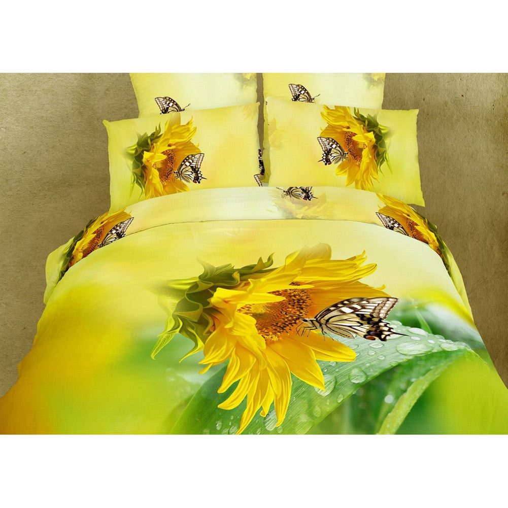 Butterfly Kisses Queen Size Bedding Set Comforter/Bed Sets AnimalWorld One Size Yellow 