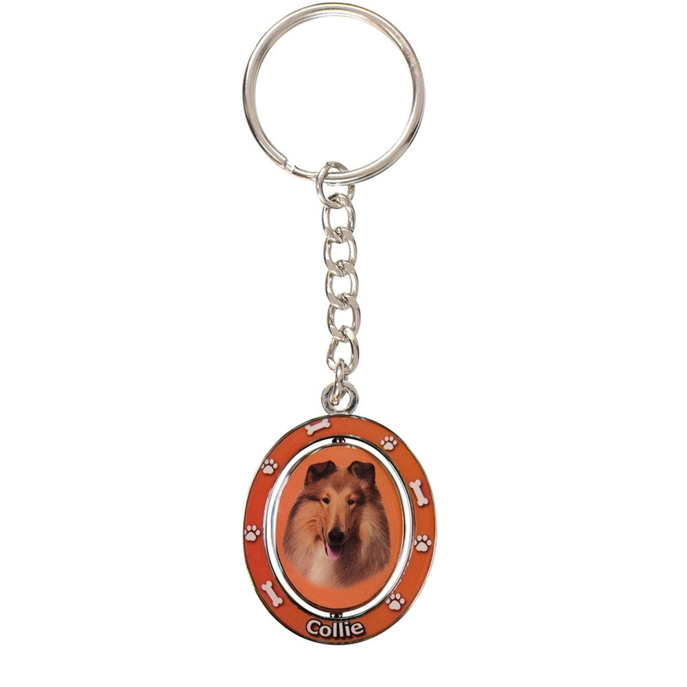 Collie Portrait Oval Metal Keychain Keychains AnimalWorld   