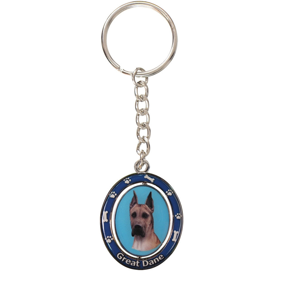 Great Dane Portrait Oval Metal Keychain Keychains AnimalWorld   