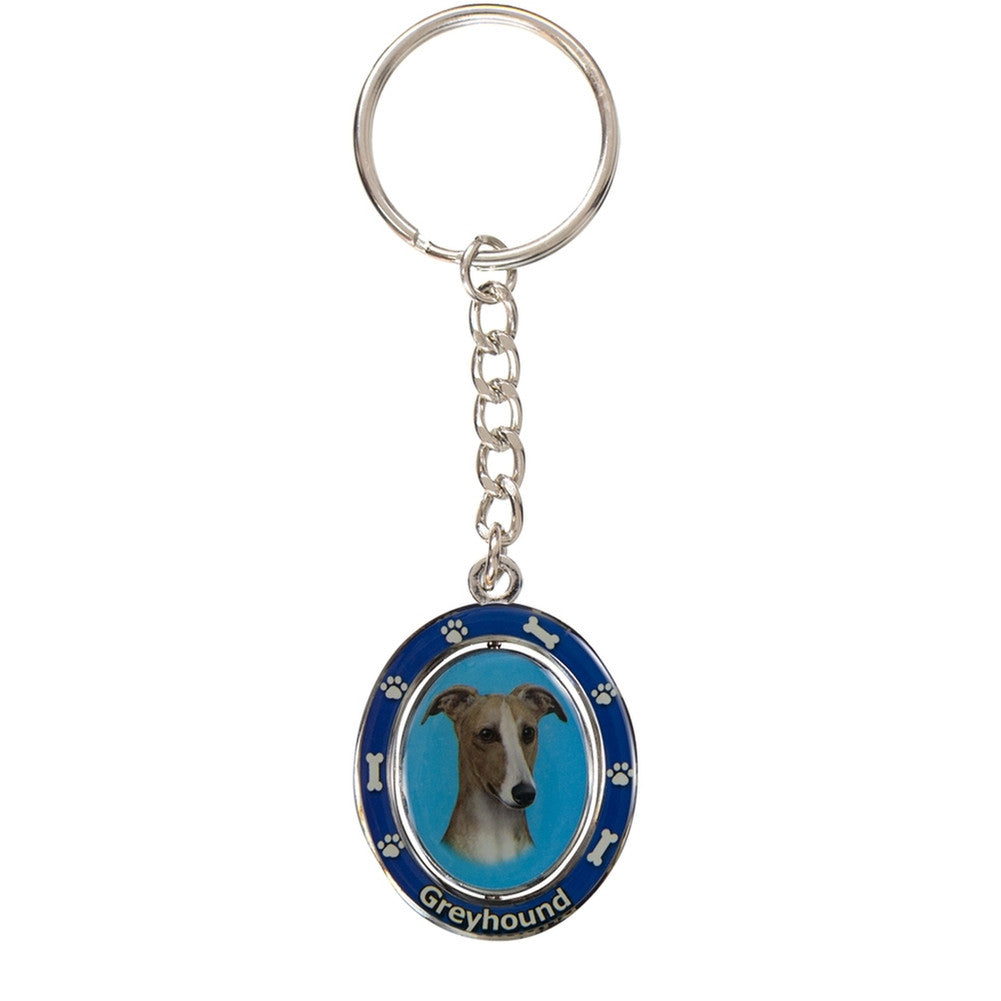 Fawn Greyhound Portrait Oval Metal Keychain Keychains AnimalWorld   