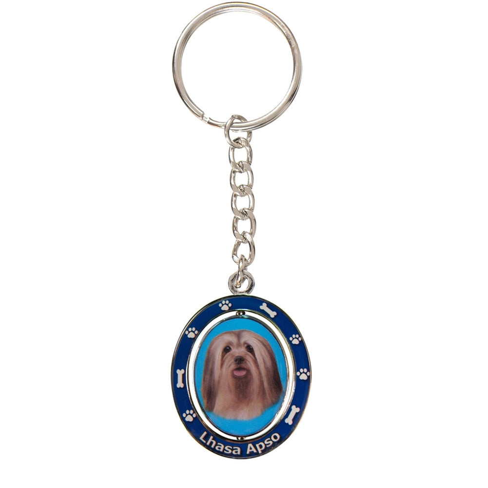 Lhasa Apso Portrait Oval Metal Keychain Keychains AnimalWorld   