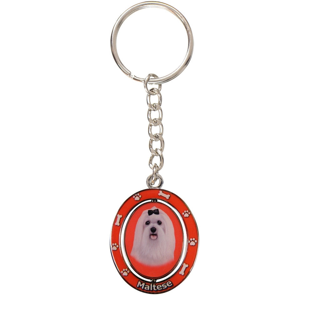 Maltese Portrait Oval Metal Keychain Keychains AnimalWorld   