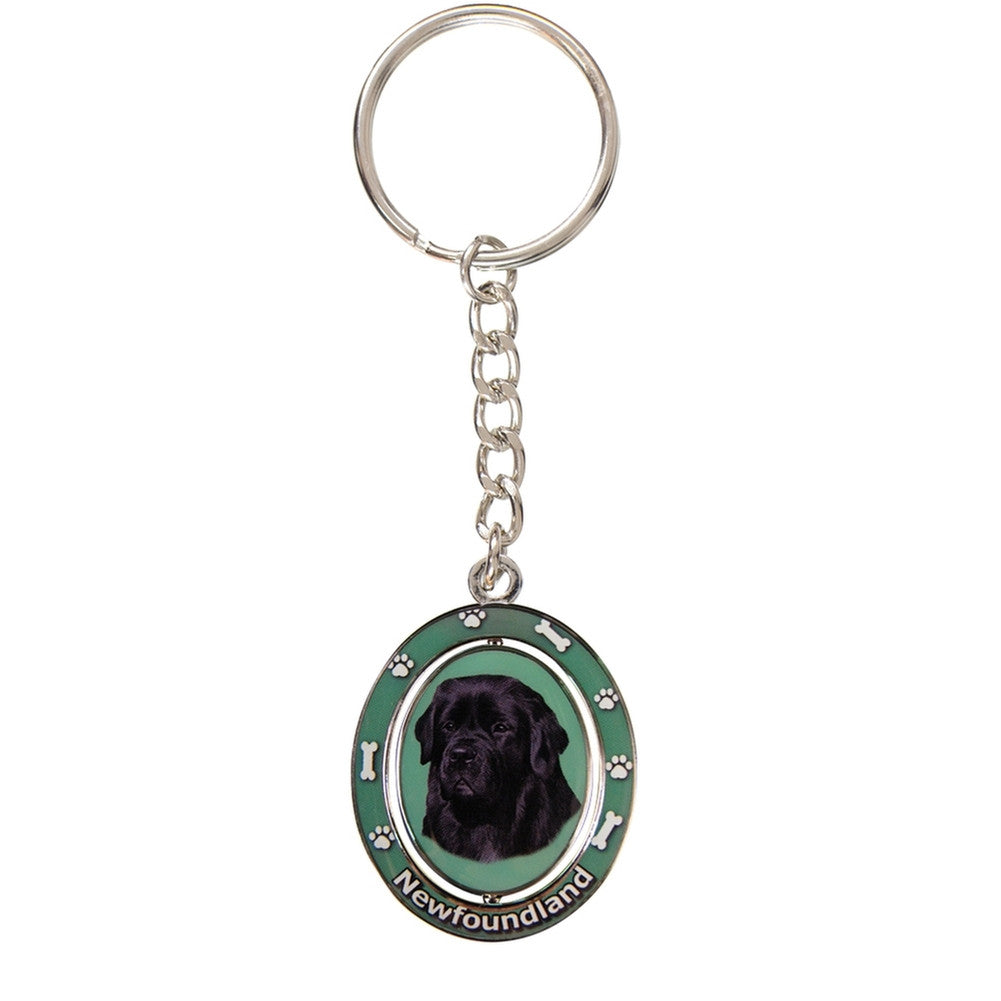 Newfoundland Portrait Oval Metal Keychain Keychains AnimalWorld   