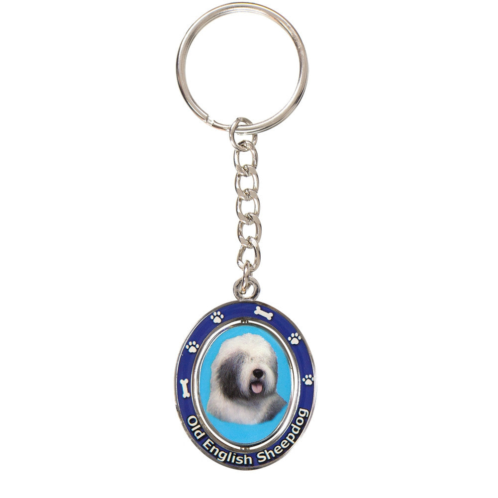 Old English Sheepdog Portrait Oval Metal Keychain Keychains Animalworld   