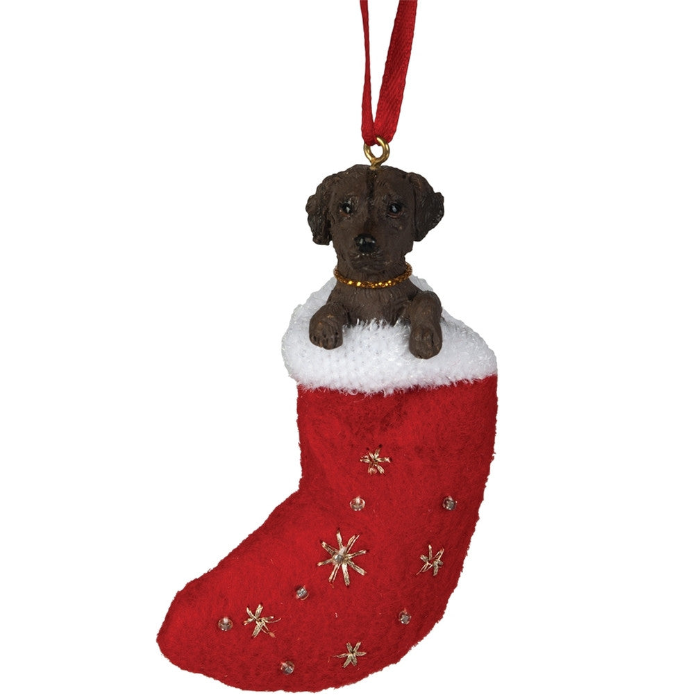 Chocolate Labrador in Stocking Christmas Ornament Christmas Decorations Animalworld   