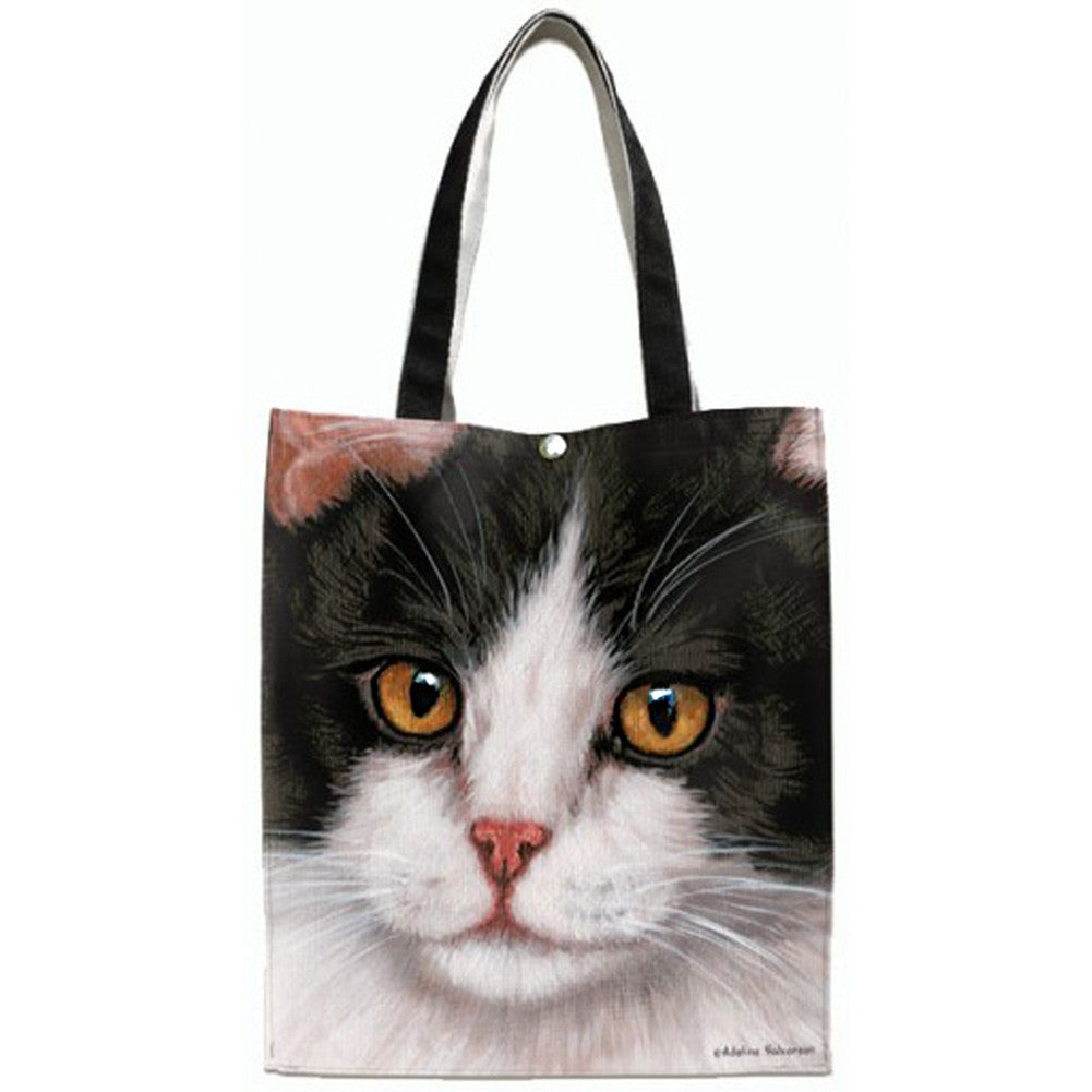 Black & White Cat Canvas Tote Totes AnimalWorld   