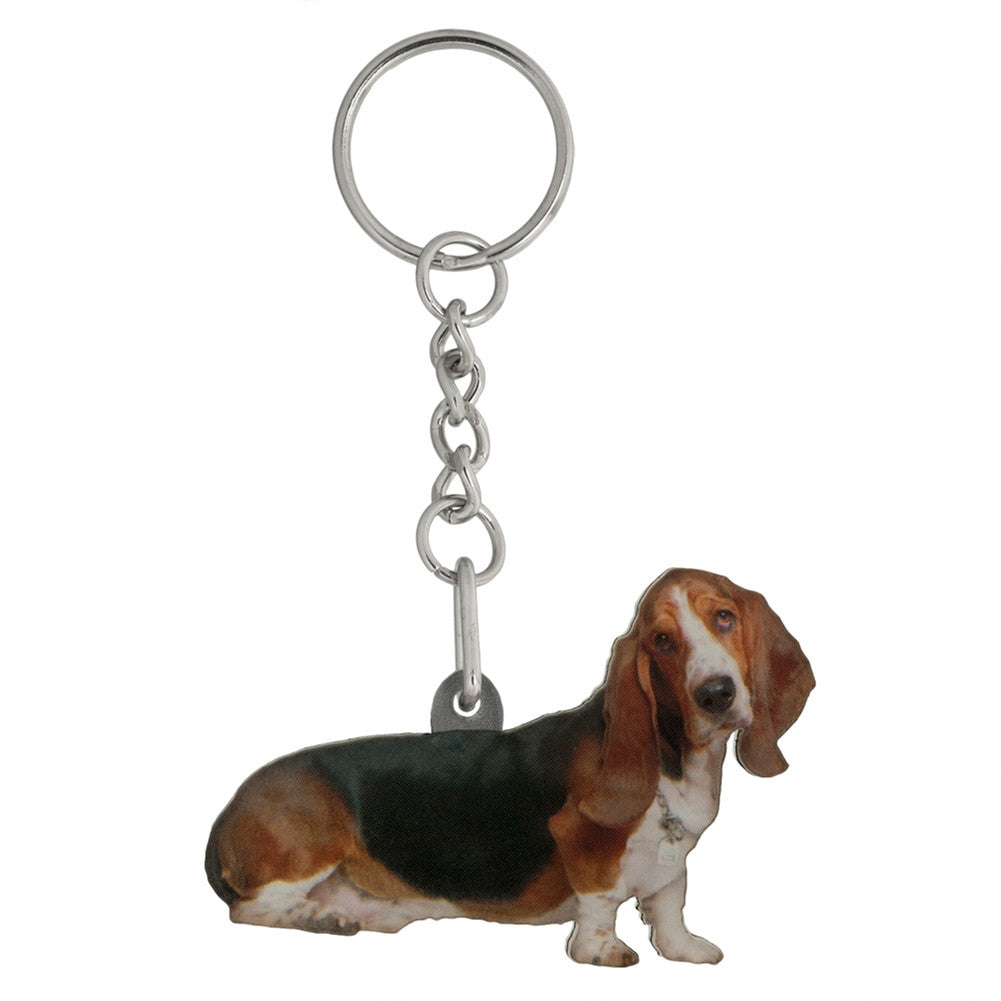 Basset Hound Mirrored Acrylic Keychain Keychains AnimalWorld   