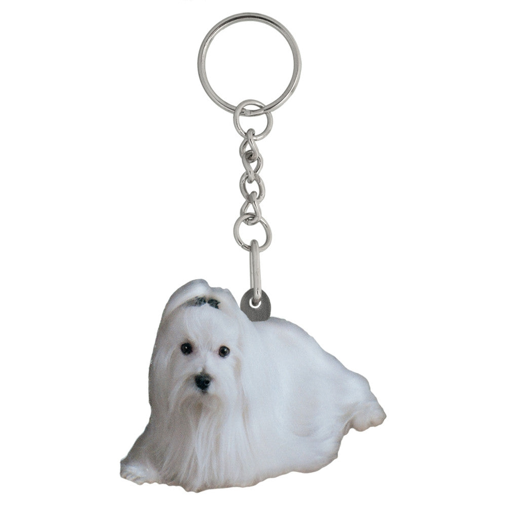 Maltese Mirrored Acrylic Keychain Keychains AnimalWorld   