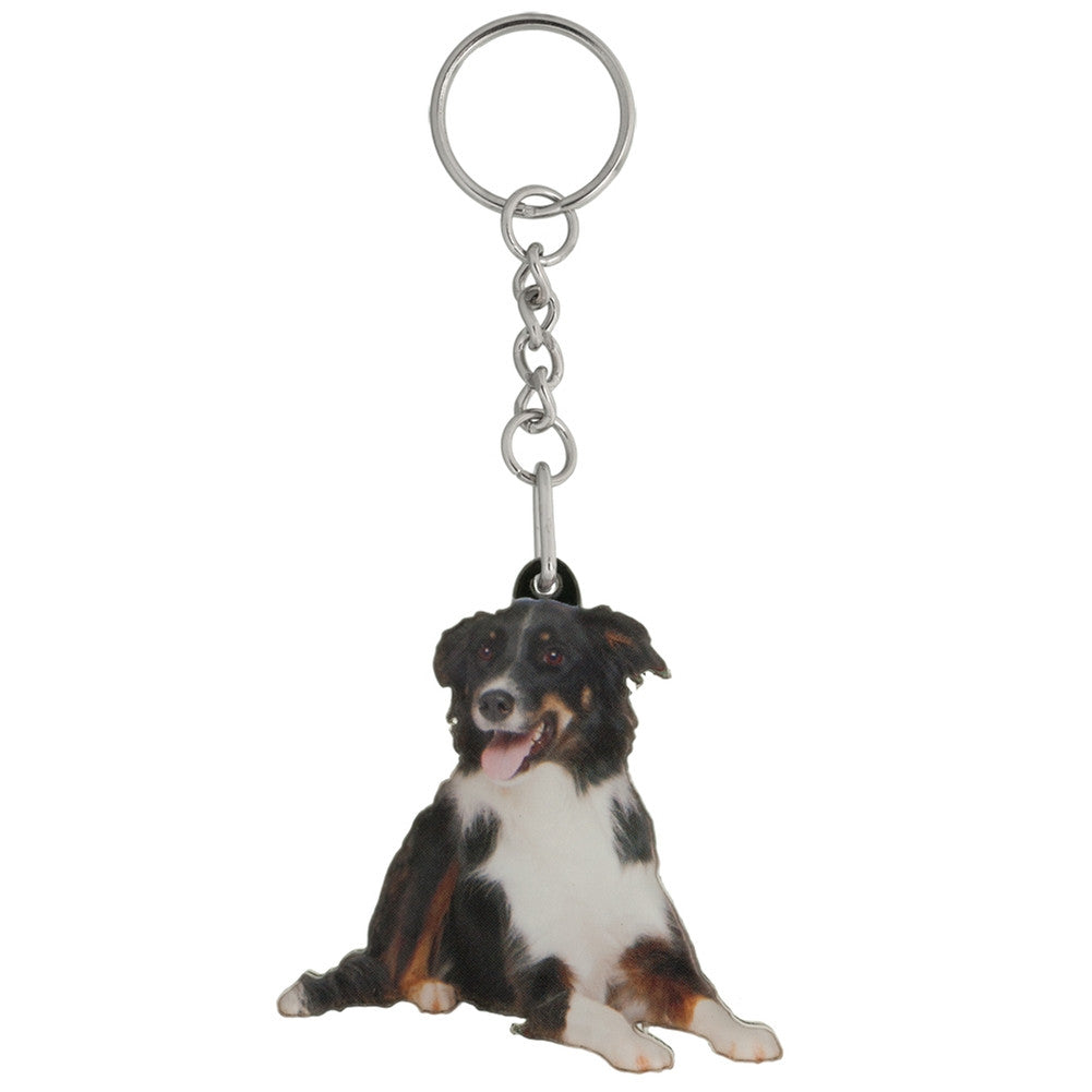 Border Collie Mirrored Acrylic Keychain Keychains AnimalWorld   