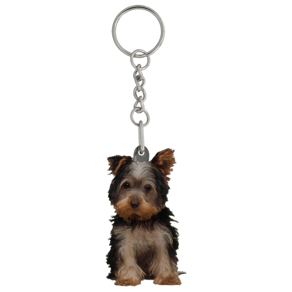 Buddy the Yorkshire Terrier Puppy Mirrored Acrylic Keychain Keychains AnimalWorld   