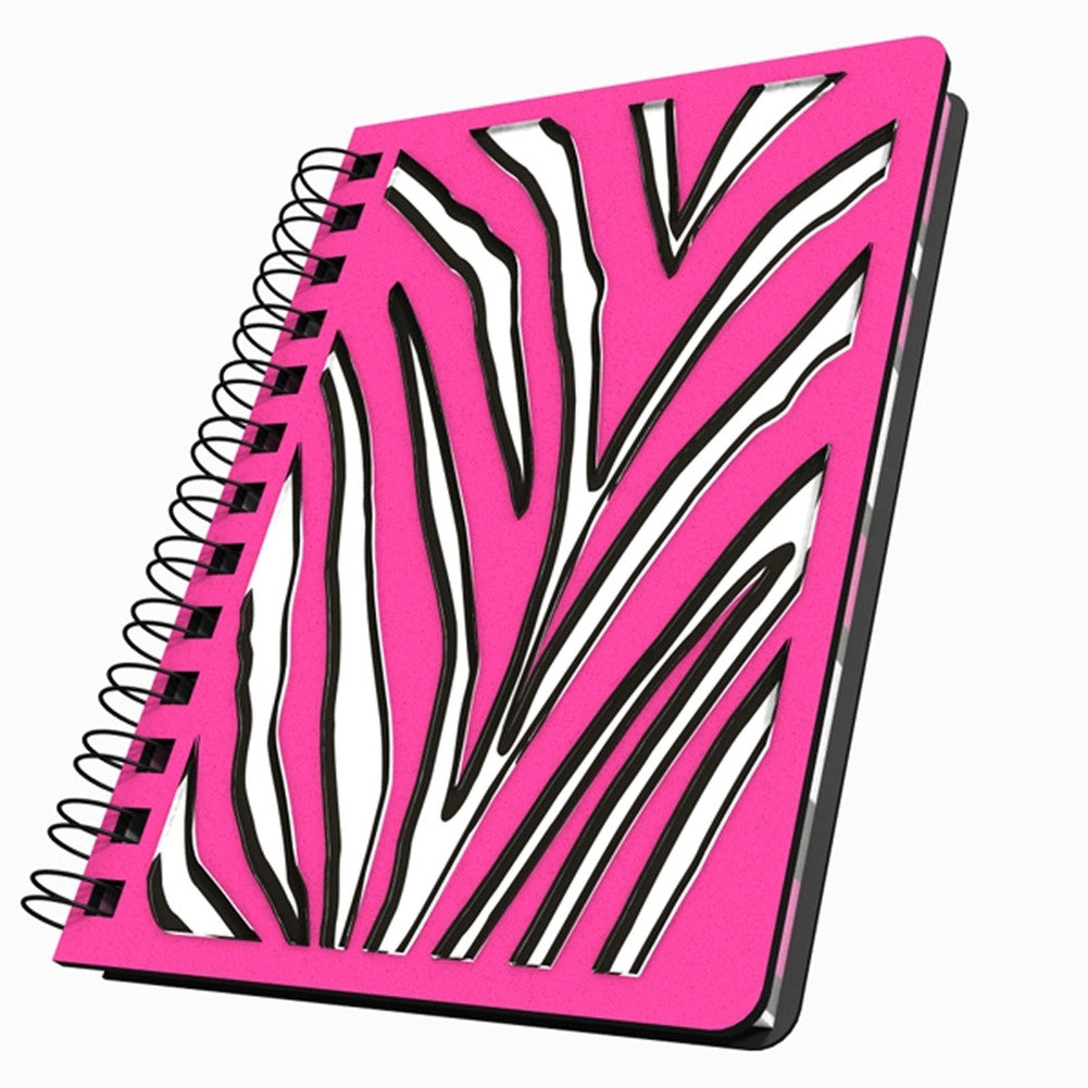 Pink Zebra Stripes Small Acrylic Journal Notebooks/Journals AnimalWorld   