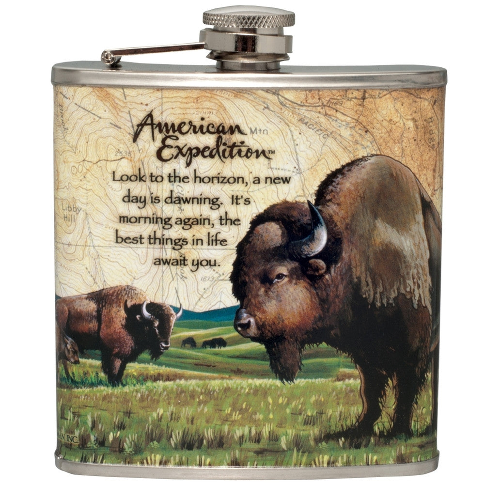 American Bison Steel Hip Flask Flasks AnimalWorld   