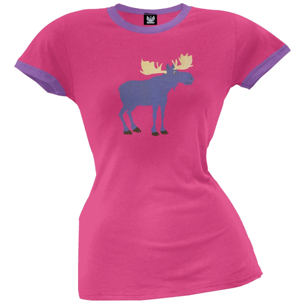 Raspberry Moose Women's Pajama Ringer T-Shirt Sleepwear Tops Animalworld   