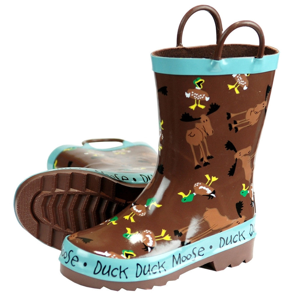 Duck Duck Moose Brown Toddler Rain Boots Shoes Lazy One   