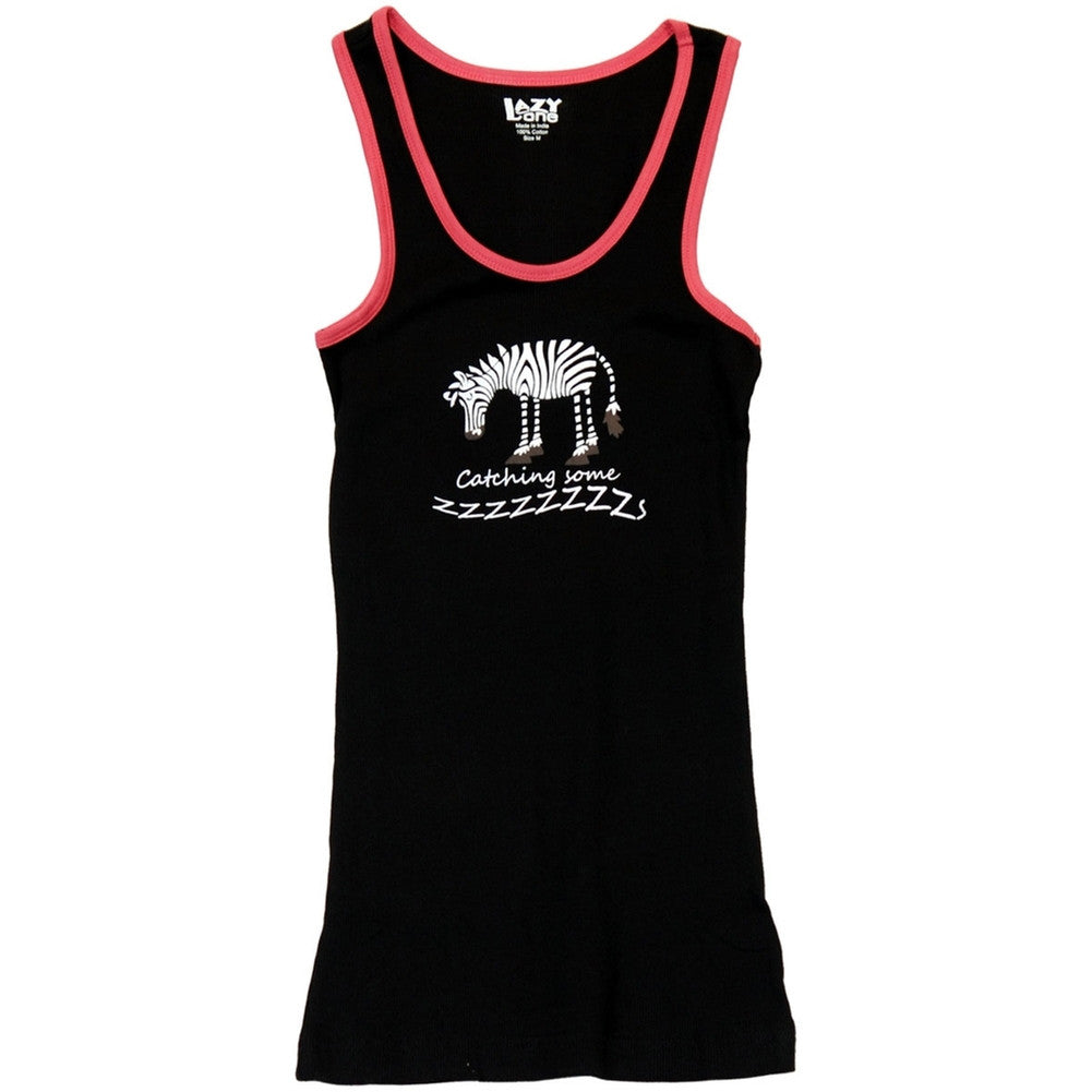 Zebra Catching Some ZZZ's Juniors Tank Top Tank Tops Lazy One XS Black