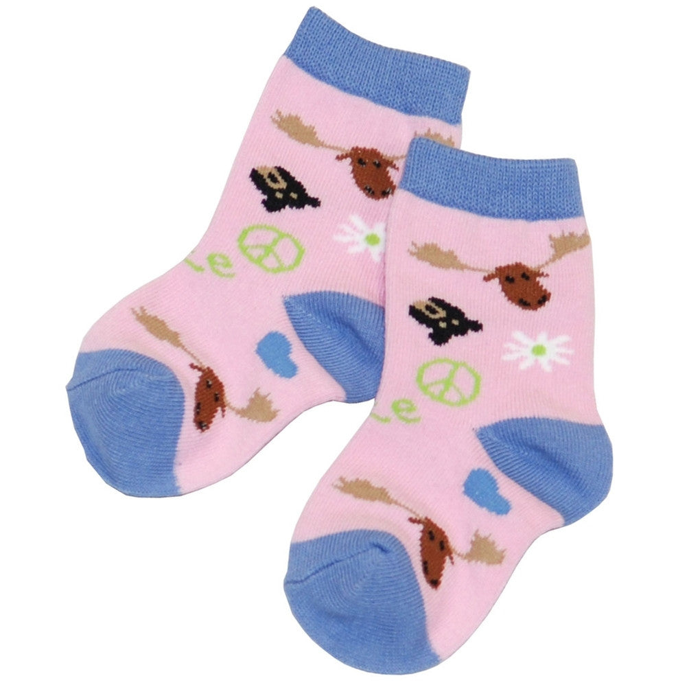 Moose Peace Love Kid's Socks Socks Lazy One   