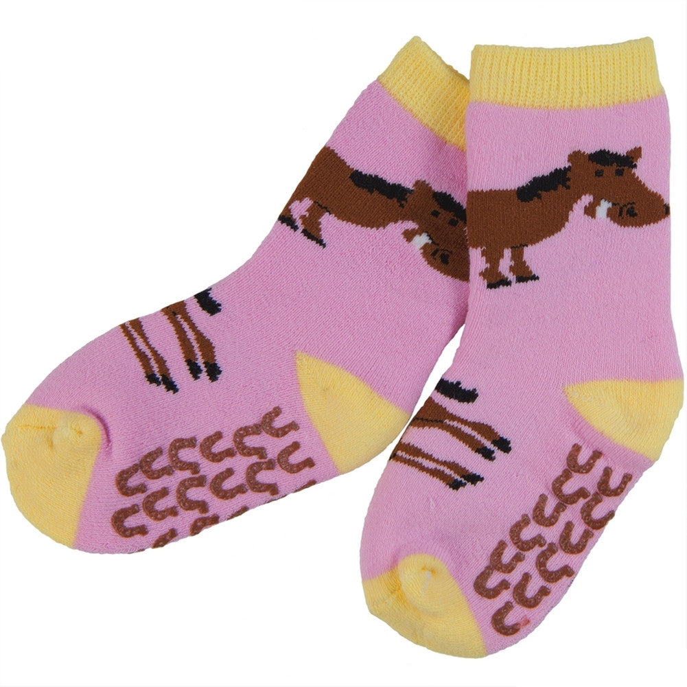 Horse & Shoes Infant Slipper Socks Socks Lazy One 12-24M  