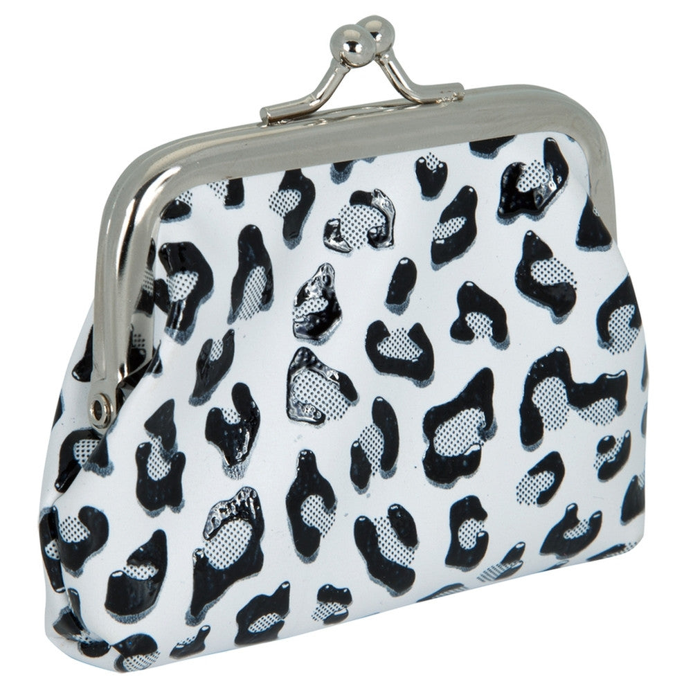 White Leopard Print Coin Purse Wallets AnimalWorld   