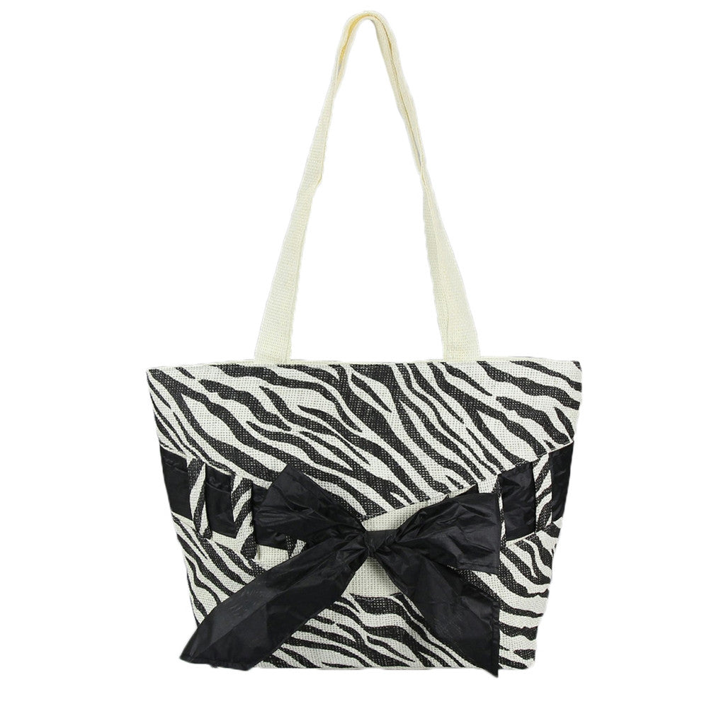 Zebra Print Straw Bag Purses AnimalWorld   