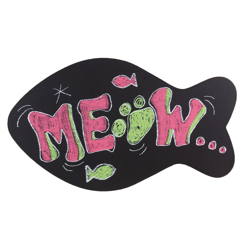 Meow Fish Shape Chalkboard Wall Plaque Plaques AnimalWorld   