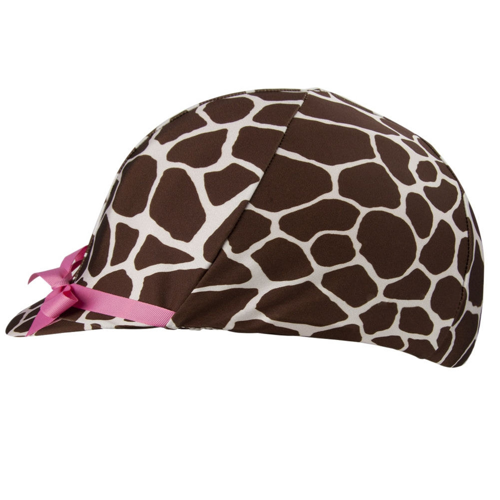 Equestrian Giraffe Print With Pink Ribbon Helmet Cover Caps Animalworld   