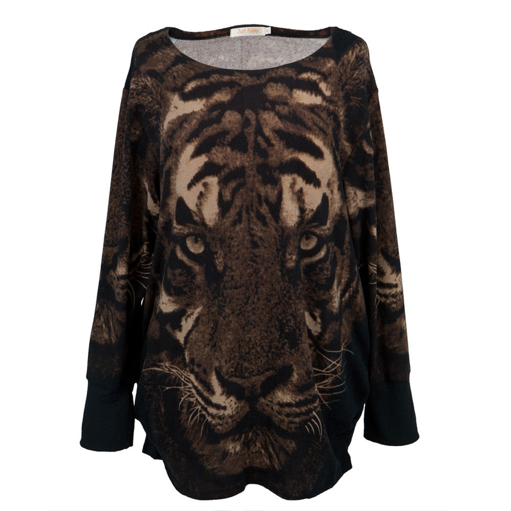 Brown Women's Tiger Sweater Sweaters Animalworld   