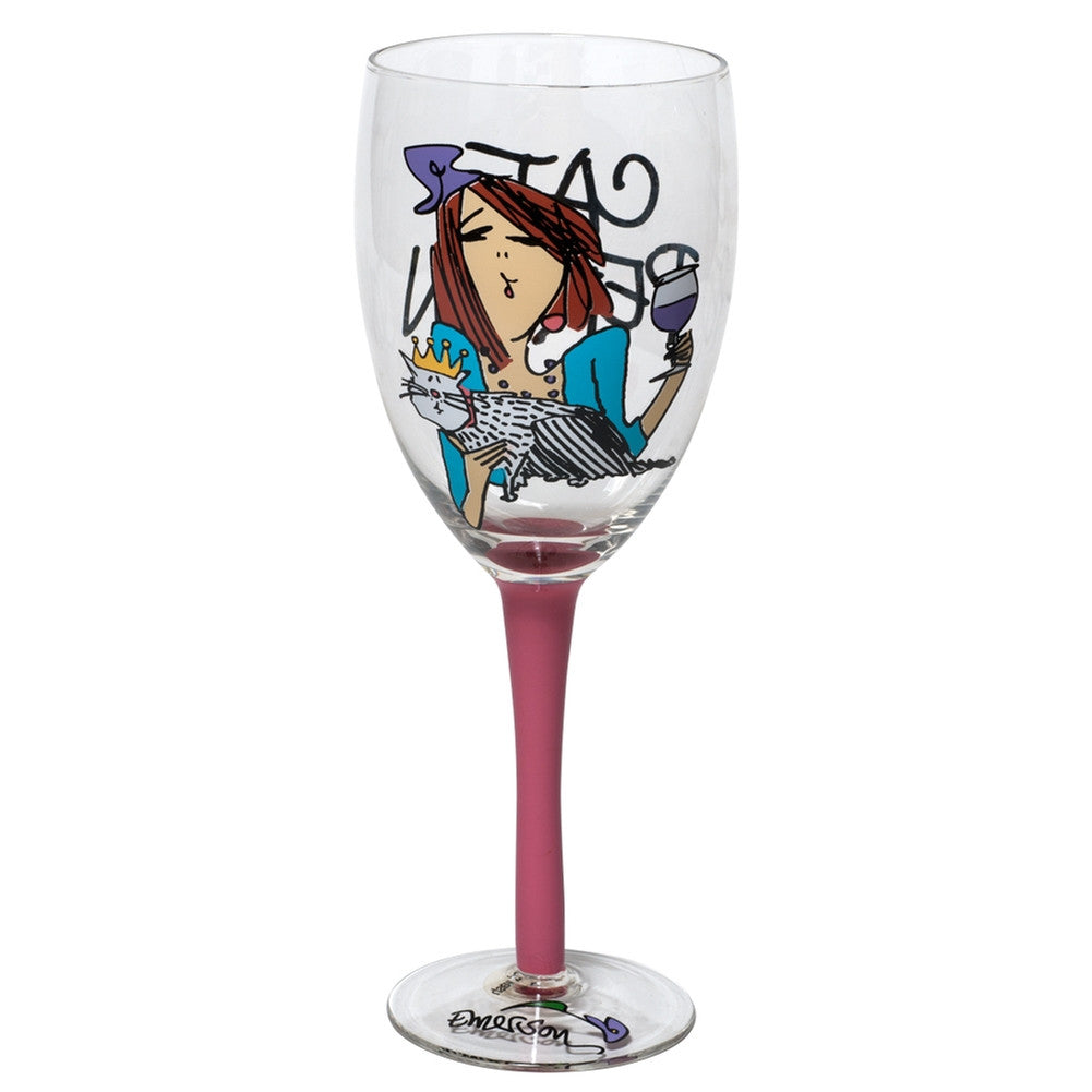 Cat Person Hand Blown Wine Glass Wine Glasses Animalworld   