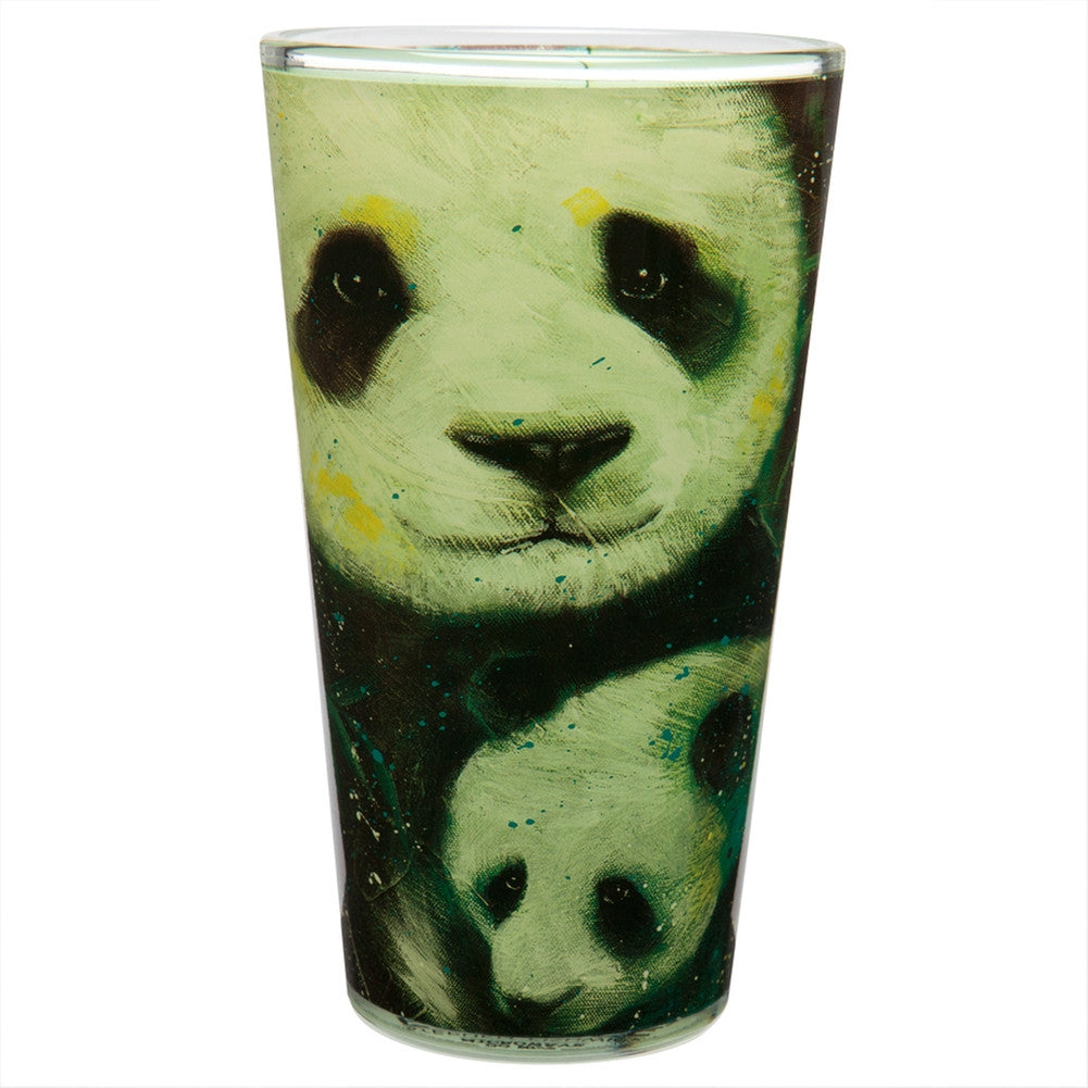 Stephen Fishwick Panda Family Pint Glass Pint Glasses Animalworld   