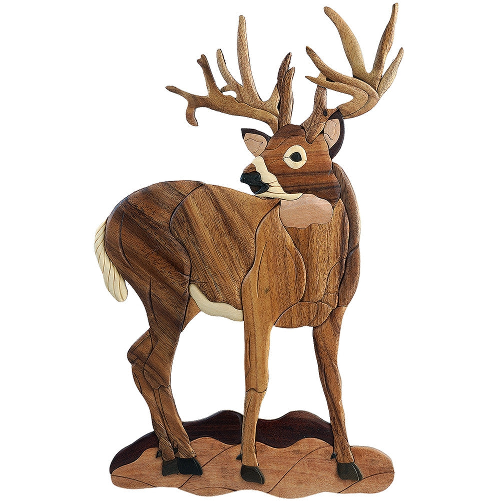 Standing Deer Wooden Wall Hanging Wall Decor Animalworld   