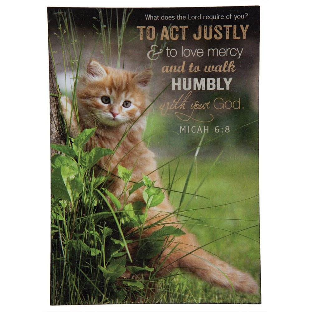 Cat Climbing Tree Micah 6:8 Mini Wall Art Canvas Art P. Graham Dunn   