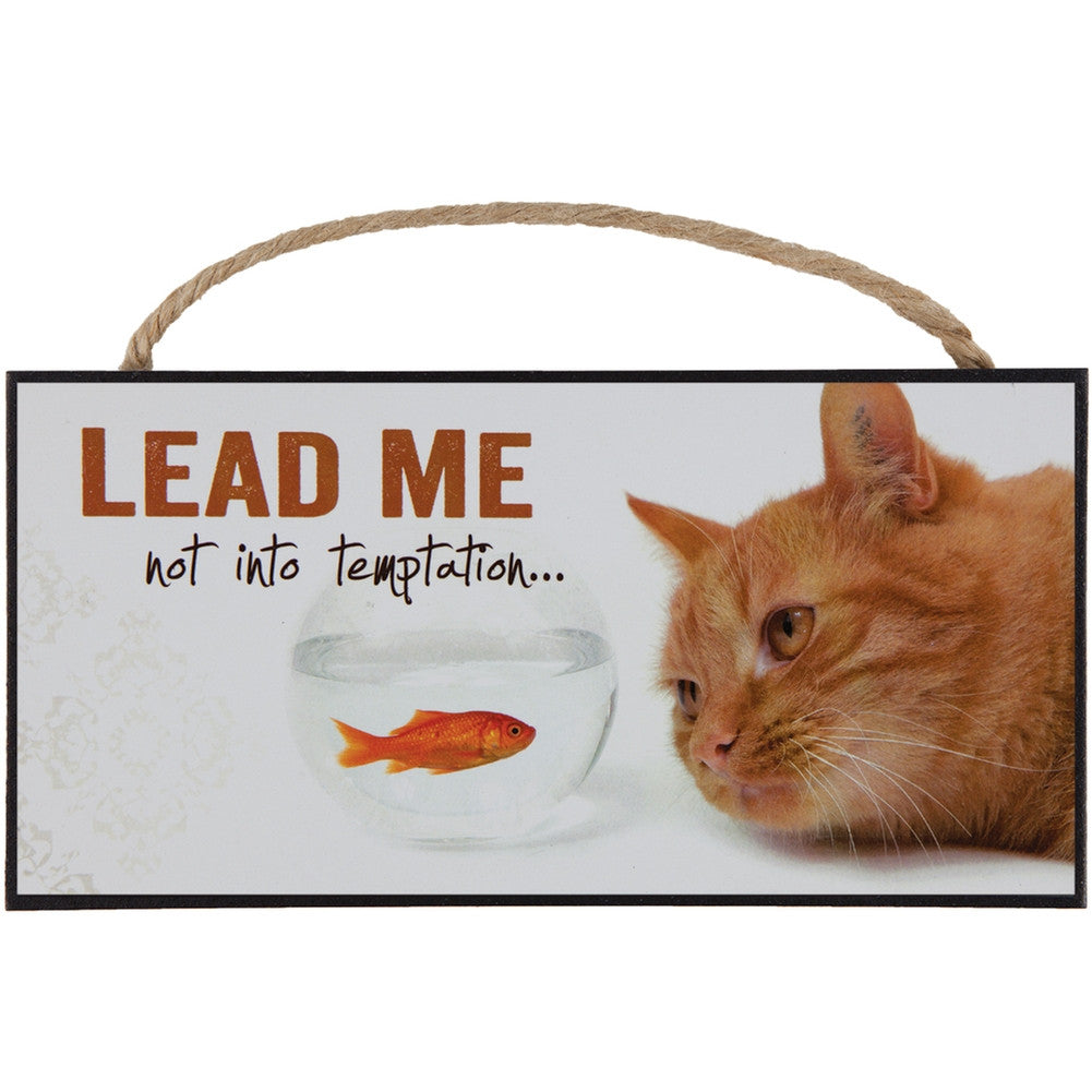 Lead Me Not into Temptation Kitten Hanging Sign Signs P. Graham Dunn   