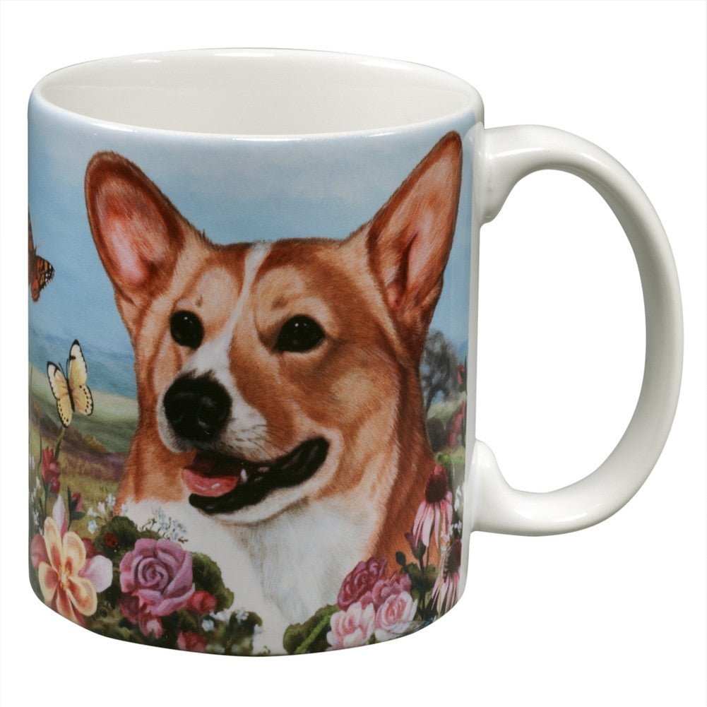 Tan Corgi Garden Party Fun Mug Coffee Mugs Animalworld   