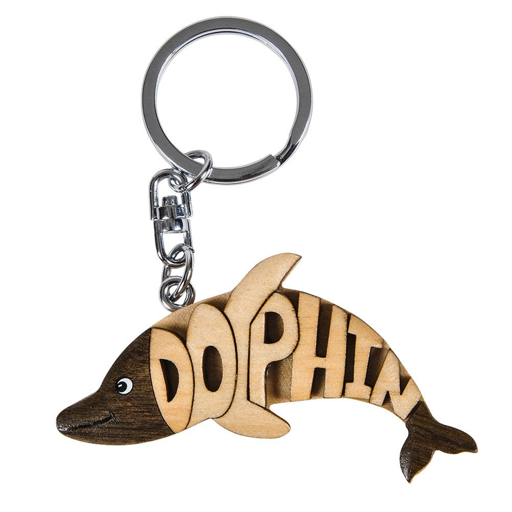 Dolphin Wooden Word Keychain Keychains Animalworld   